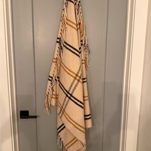 Elegant Shiraleah Cream, Gold & Black Striped Throw, Pancho or Wrap - Never Worn